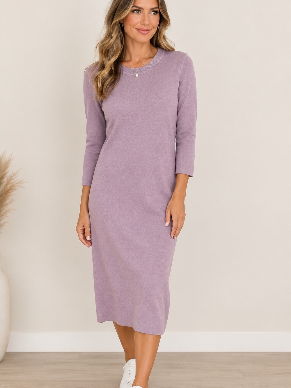 NWT Ralph Lauren Purple Label Soft Lilac Knit Midi Dress